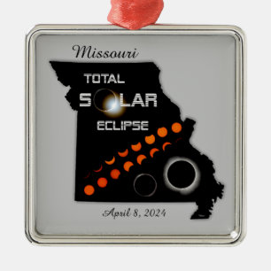 Argenté Ornement Carré de l'Éclipse solaire du Missouri