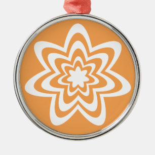 Argenté Ornement rond Premium d'explosion florale, orange