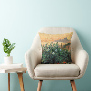 Argenteuil, Flowers by the Riverbank, Throw Pillow