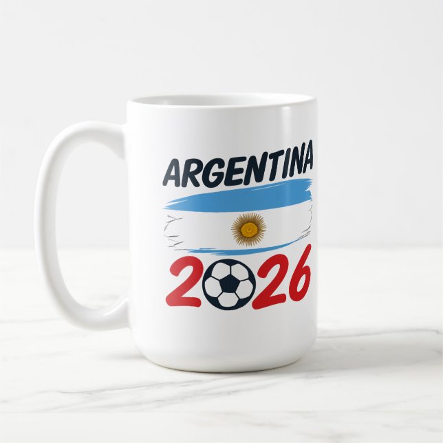 Argentina 2026 Soccer Fan Design Flag Colors Coffee Mug (Left)