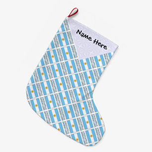 Argentina and Argentine Flag Tiled with Your Name Large Christmas Stocking