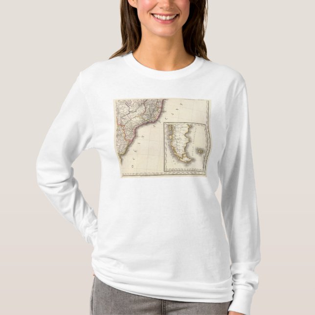 Argentina and Chile Engraved Map T-Shirt (Front)