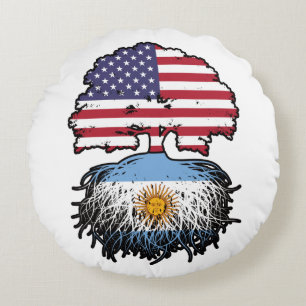 Argentina Argentine American USA Tree Roots Flag Round Pillow