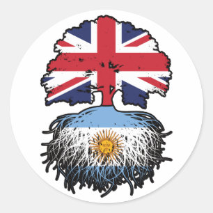 Argentina Argentine British UK Tree Roots Flag Classic Round Sticker