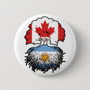Argentina Argentine Canadian Canada Tree Roots 2 Inch Round Button