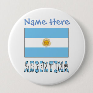 Argentina Argentine Flag Blue Personalization  4 Inch Round Button