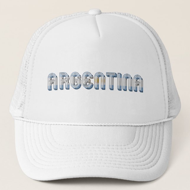 Argentina Argentine Flag Colours Typography Trucker Hat (Front)