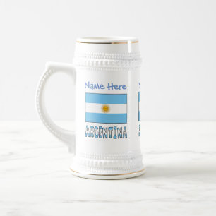 Argentina Argentine Flag Personalization Name Blue Beer Stein