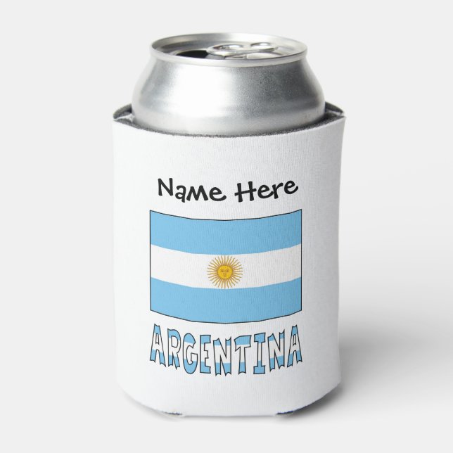 Argentina Argentine Flag Personalized  Can Cooler (Can Front)