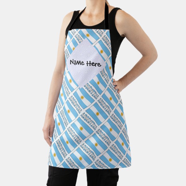 Argentina Argentine Flag Tiled Personalized  Apron (Insitu)