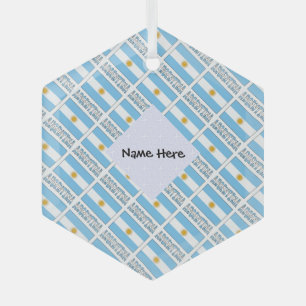 Argentina Argentine Flag Tiled Personalized  Glass Ornament