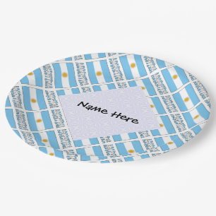 Argentina Argentine Flag Tiled Personalized  Paper Plate