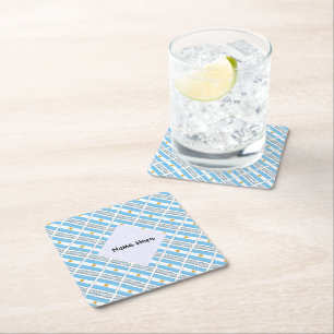 Argentina Argentine Flag Tiled Personalized Square Paper Coaster