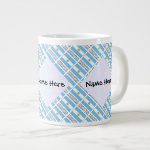 Argentina Argentine Flag Tiled Personalized Text Large Coffee Mug