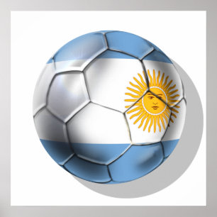 Argentina Argentine Soccer Ball Shirts Poster