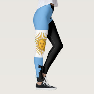 Argentina Argentinian Flag White Letters On black  Leggings