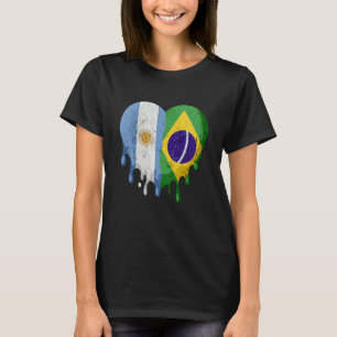 Argentina Brazil Flag Heart Citizen Grown Patriot T-Shirt