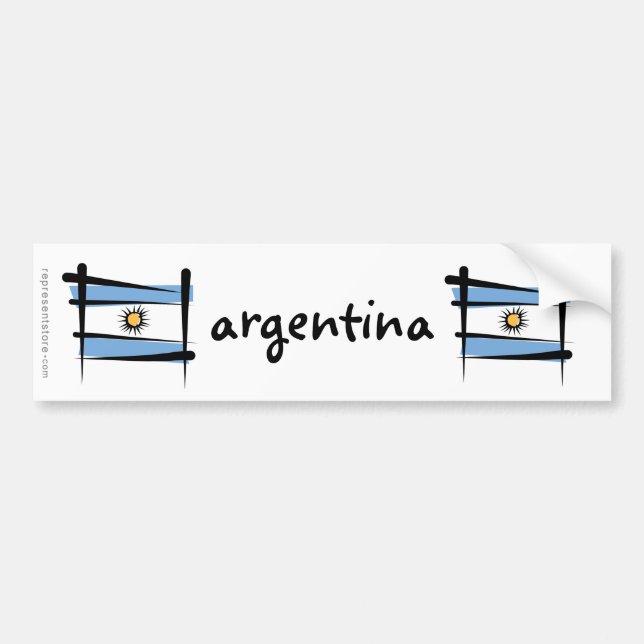 Argentina Brush Flag Bumper Sticker (Front)
