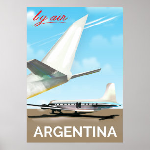 Argentina "By Air" vintage flight poster