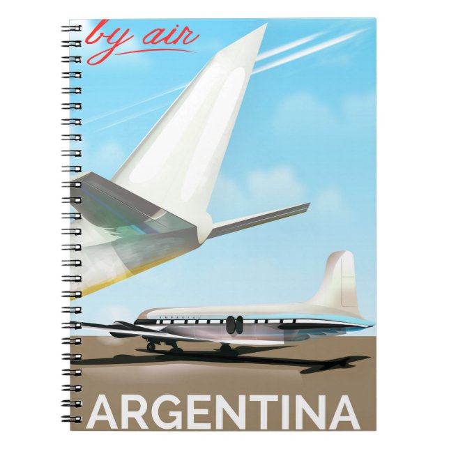 Argentina "By Air" vintage flight poster Notebook (Front)