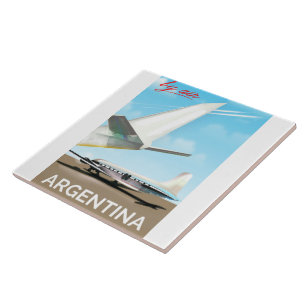Argentina "By Air" vintage flight poster Tile