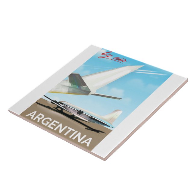 Argentina "By Air" vintage flight poster Tile (Side)