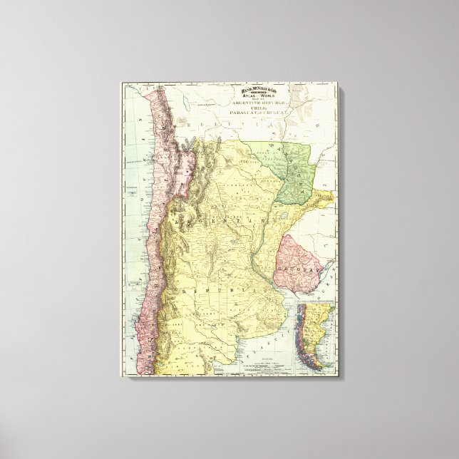 Argentina, Chile, Paraguay, Uruguay Canvas Print (Front)