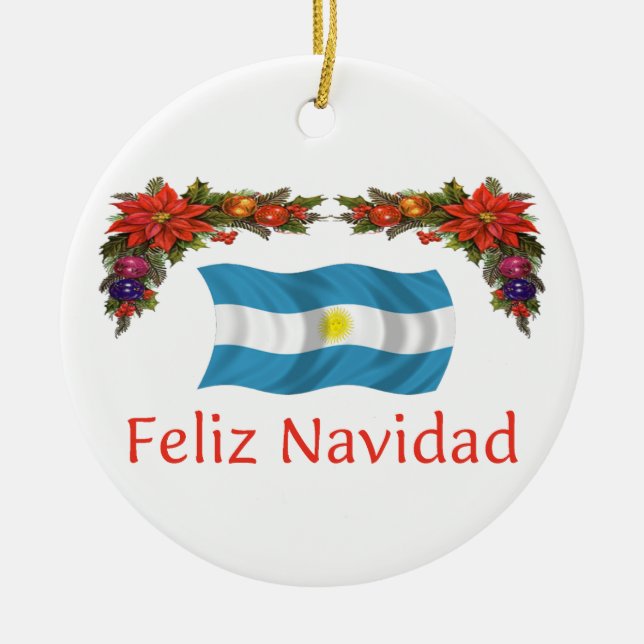 Argentina Christmas 2 sides Ceramic Ornament (Front)