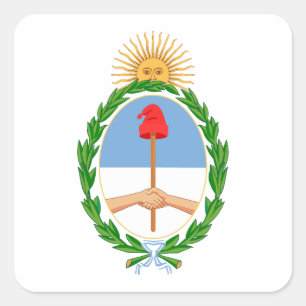 Argentina country coat arms symbol emblem flag square sticker