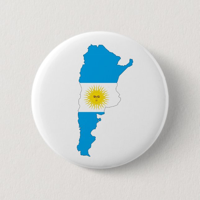 argentina country flag map shape symbol 2 inch round button (Front)