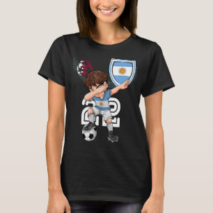 Argentina Dabbing Soccer Boy Argentinian Flag Foot T-Shirt