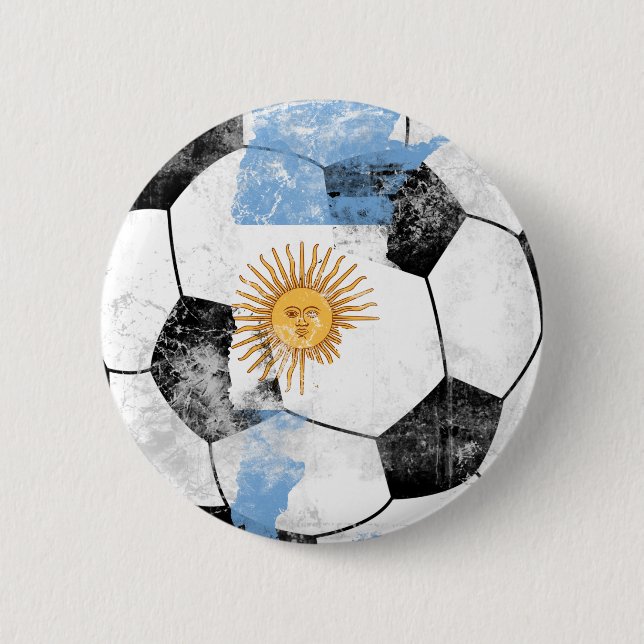 Argentina Distressed Soccer 2 Inch Round Button (Front)