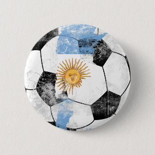Argentina Distressed Soccer 2 Inch Round Button