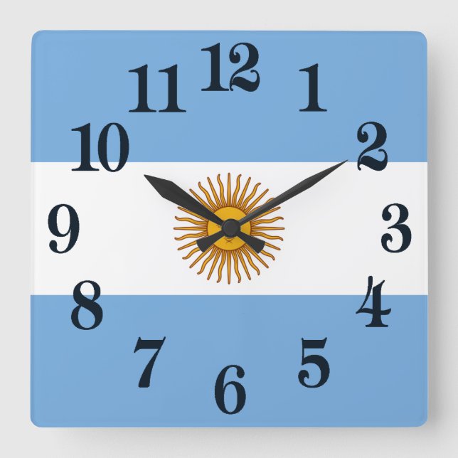 Argentina flag Bandera De Argentina Square Wall Clock (Front)