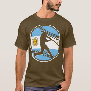 Argentina Flag Baseball Hitter Argentinian Basebal T-Shirt