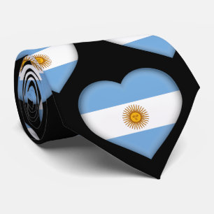 Argentina Flag Colours Heart Pattern Neck Tie