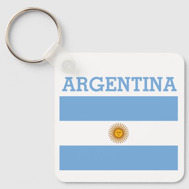 Argentina Flag Footballs Soccer Argentine Blue  Ke Keychain (Front)