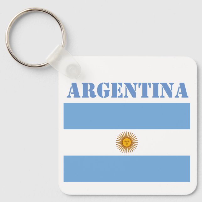 Argentina Flag Footballs Soccer Argentine Blue  Keychain (Front)
