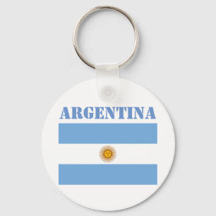 Argentina Flag Footballs Soccer Argentine Blue Keychain