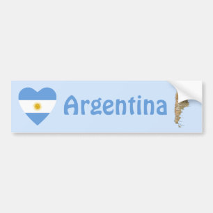 Argentina Flag Heart + Map Bumper Sticker