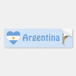Argentina Flag Heart + Map Bumper Sticker