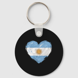 Argentina Flag Heart Soccer Footll Supporter Keychain