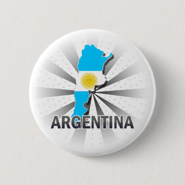 Argentina Flag Map 2.0 2 Inch Round Button (Front)