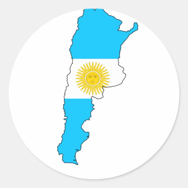 Argentina flag map classic round sticker (Front)
