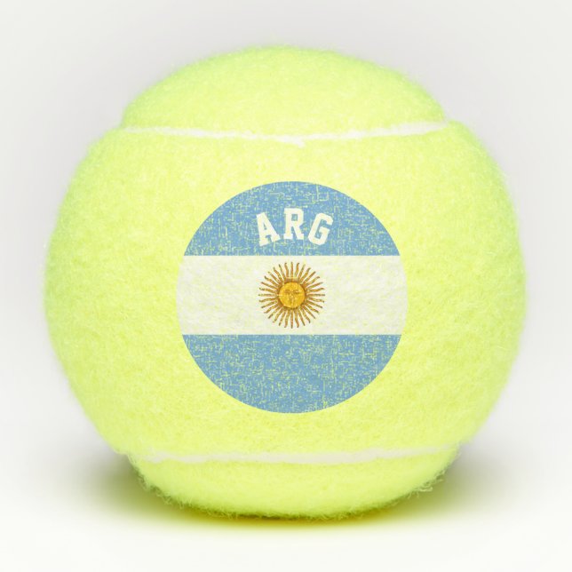 Argentina flag personalized printing on yellow tennis balls (Front)