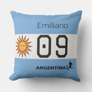 Argentina Flag Personalized Soccer Fan Throw Pillow