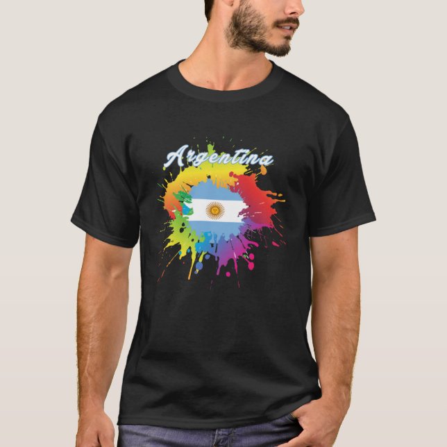 Argentina Flag Pride Gay Colorful Splash Argentini T-Shirt (Front)