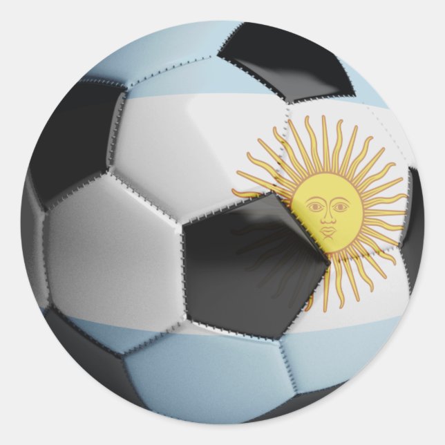 Argentina Flag Soccer Ball Classic Round Sticker (Front)
