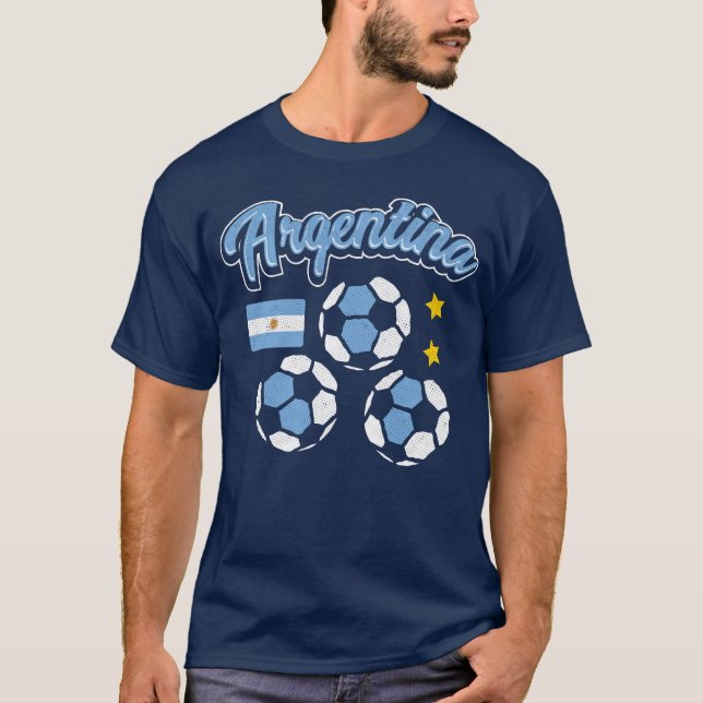 Argentina flag soccer futbol team T-Shirt (Front)