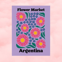 Argentina Flower Market Pink Daisy & Blue Meadow